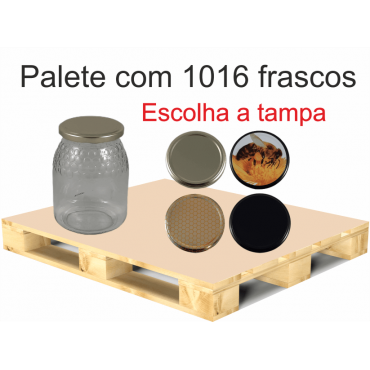 Frasco de 1 kg favo TO77 com tampa em palete de 1016 frascos 