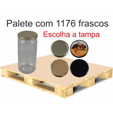 Frasco de 1 kg liso ( 720 ml ) com tampa em palete de 1176 frascos (0.34 + IVA por frasco) 