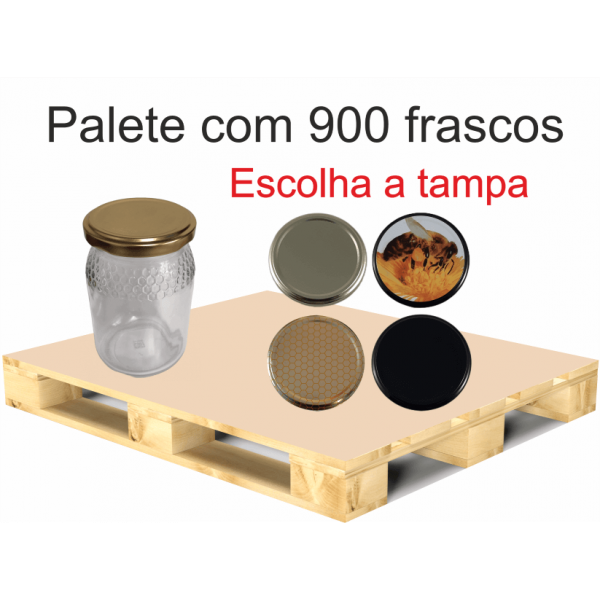 Frasco de 500 gr Favo ALTO com tampa em palete de 900 frascos