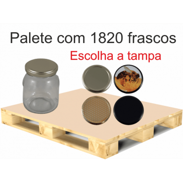 Frasco de 500 gr favo com tampa em palete de 1820 frascos