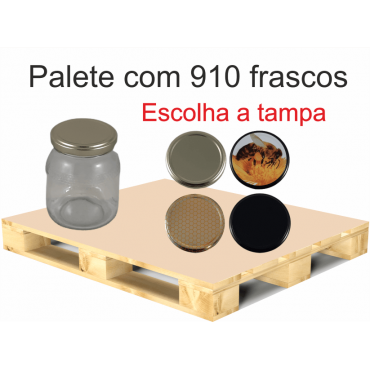 Frasco de 500 gr favo com tampa  em palete de 910 frascos 