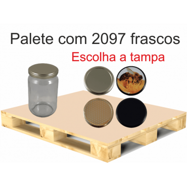 Frasco de 500 gr liso com tampa em palete de 2097 frascos