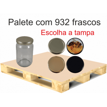 Frasco de 500 gr liso com tampa em palete de 932 frascos 