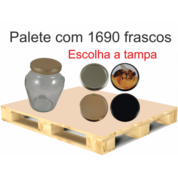 Frasco de 500 gr orcio com tampa em palete de 1690 frascos